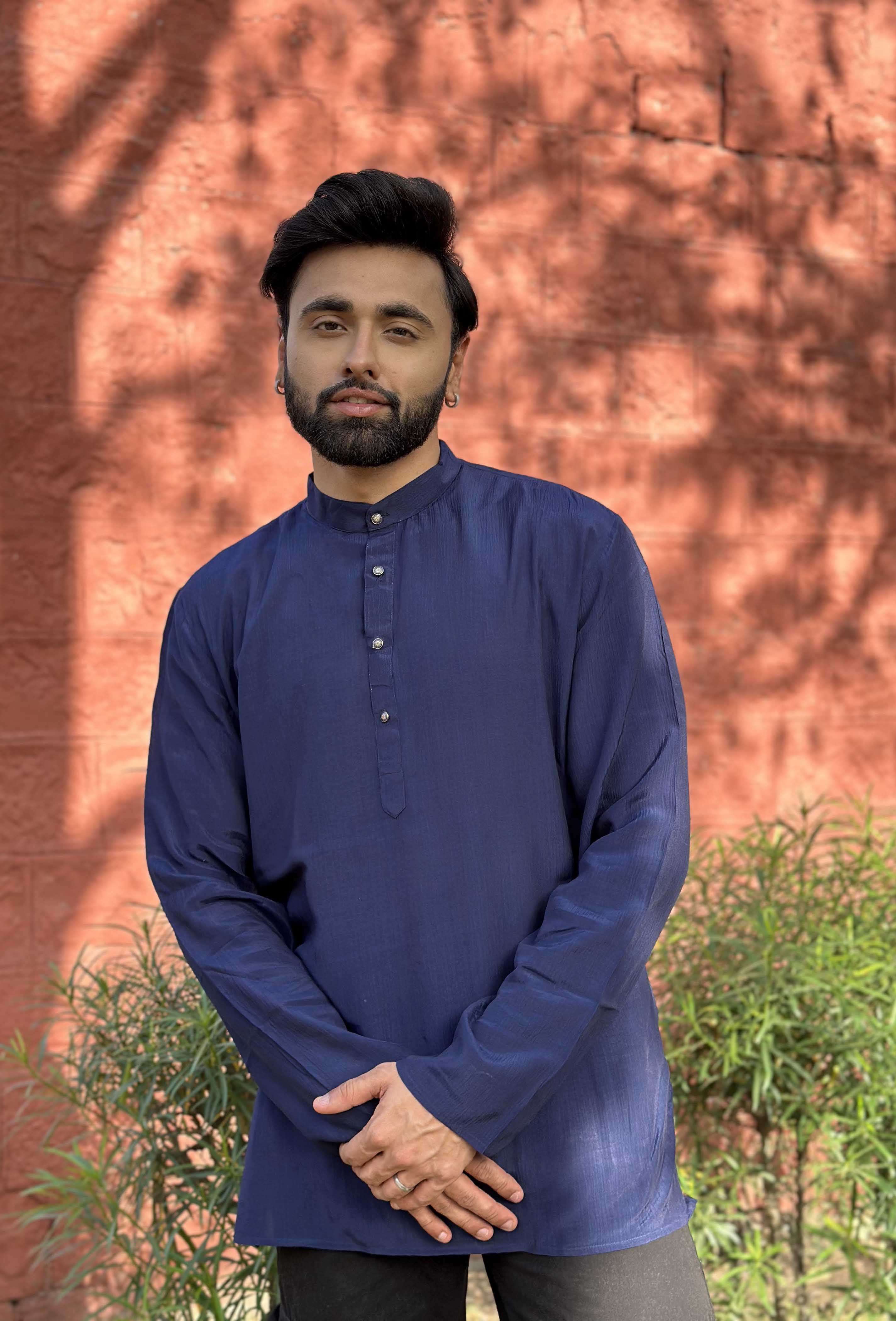 Navy Blue Short Kurta